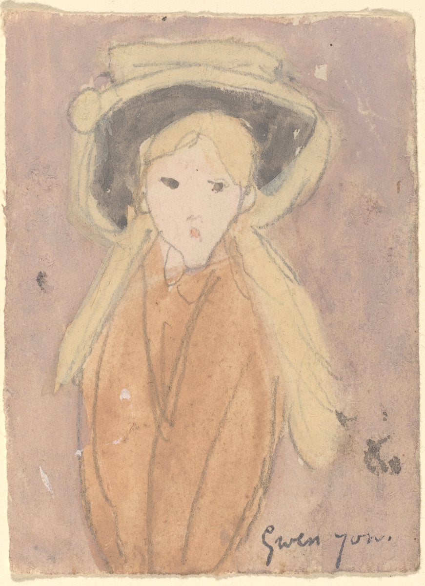 Little Girl with a Large Hat by Gwen John (British, 1876 - 1939), 16X12"(A3)Poster Print