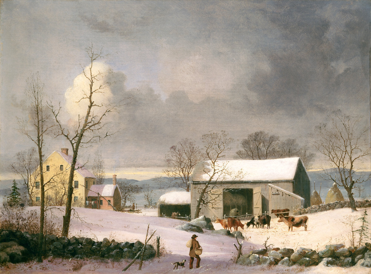 Winter in the Country by George Henry Durrie (American, 1820 - 1863), 16X12"(A3)Poster Print