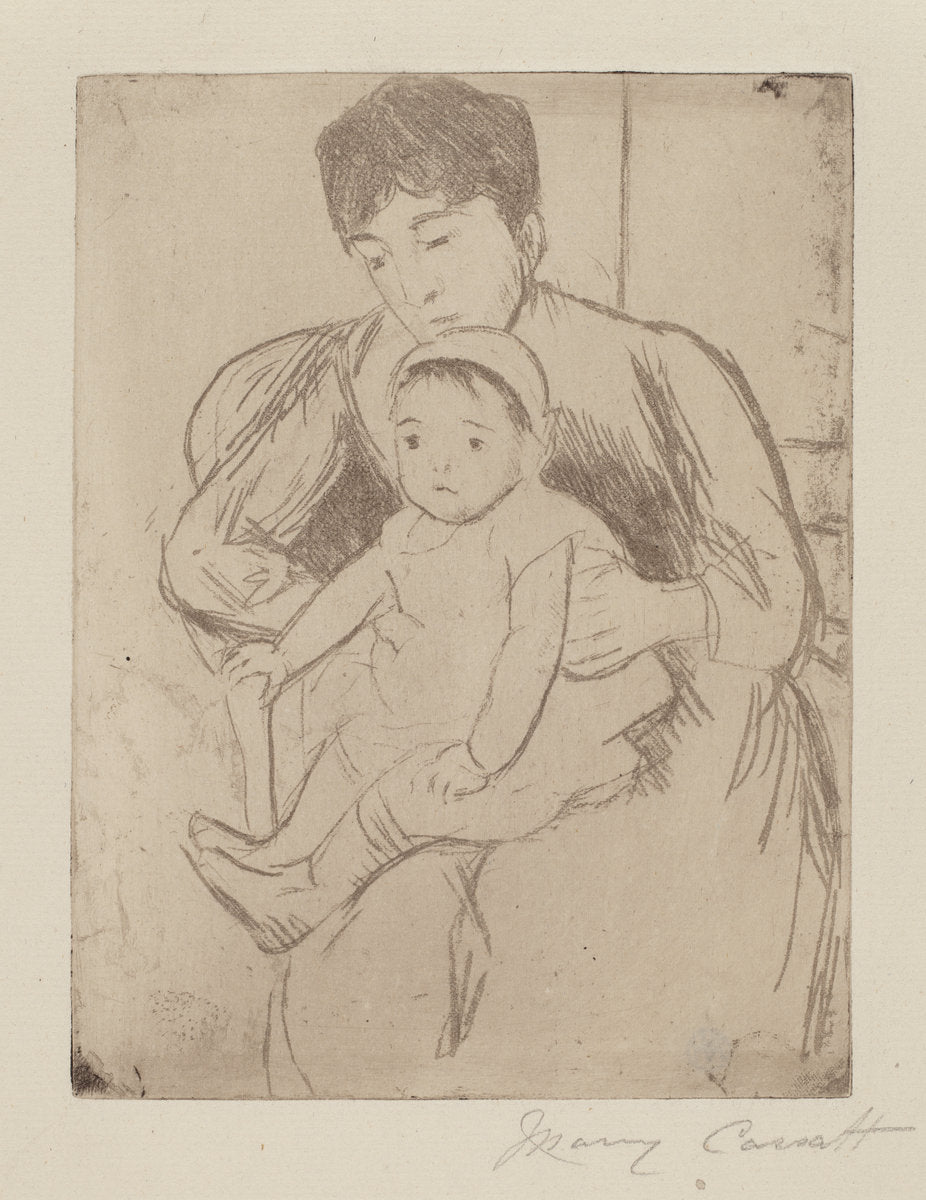 Preparing Bill for an Outing by Mary Cassatt (American, 1844 - 1926), 16X12"(A3)Poster Print