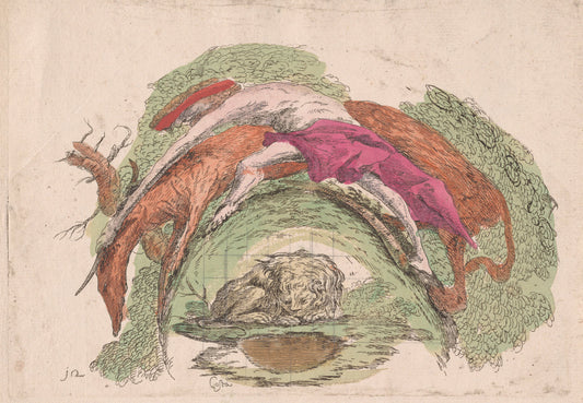 Man Struggling with an Ox by Giovanni Francesco Costa (Venetian, 1711 - 1773), 16X12"(A3)Poster Print