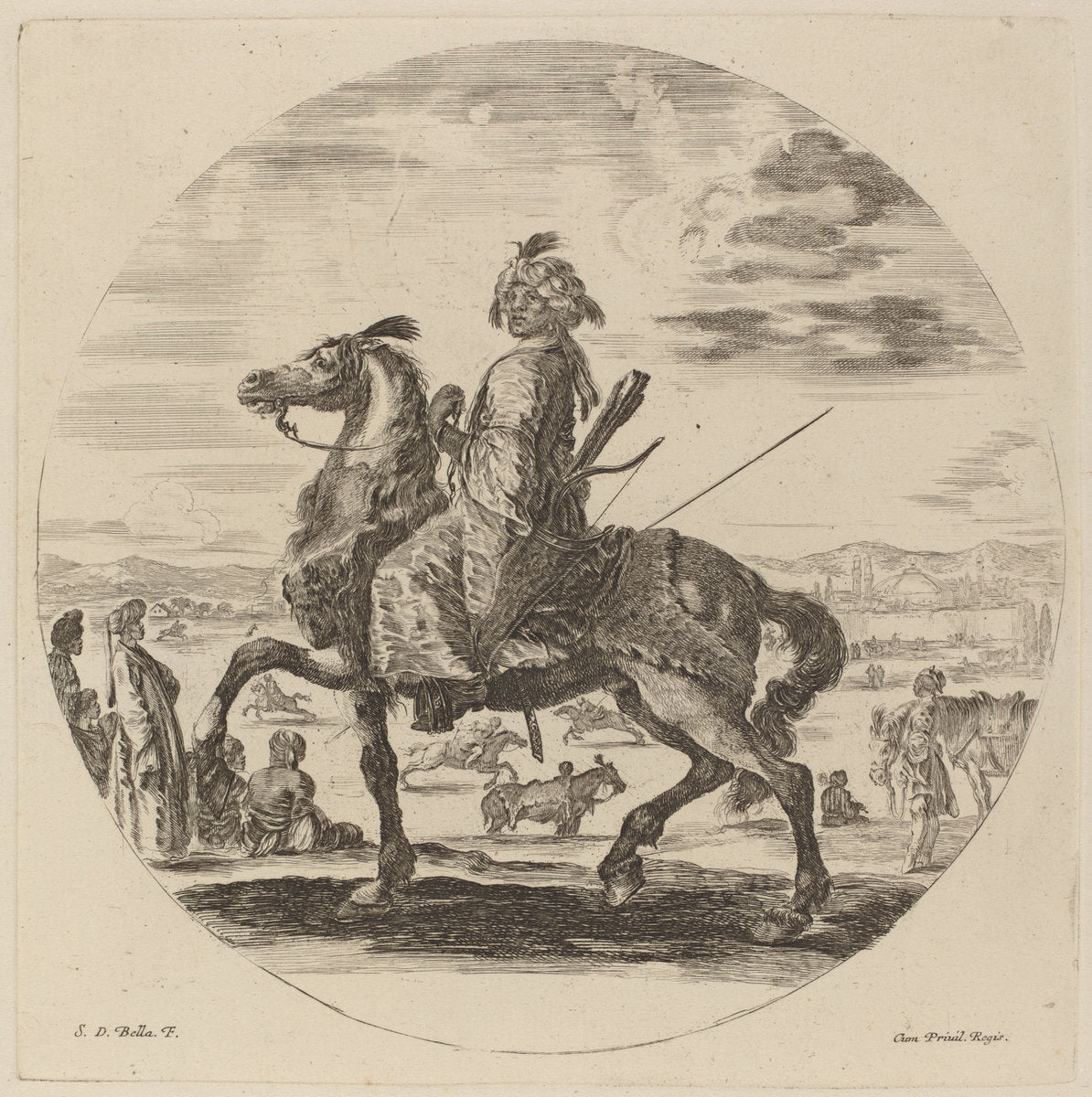 Moorish Cavalier by Stefano Della Bella (Italian, 1610 - 1664), 16X12"(A3)Poster Print