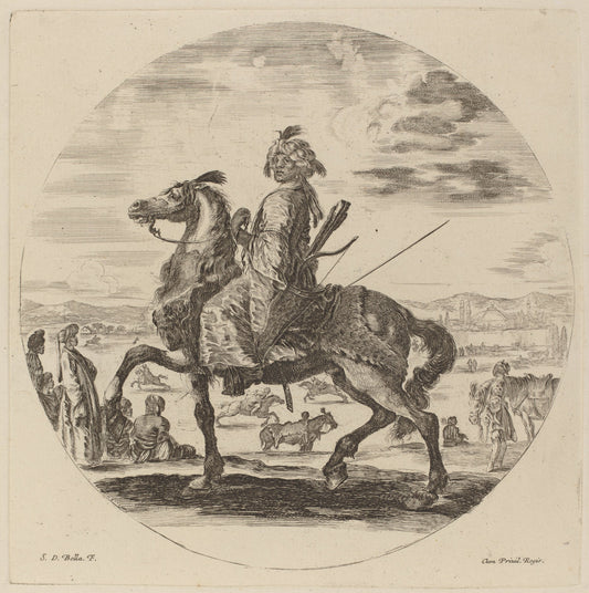 Moorish Cavalier by Stefano Della Bella (Italian, 1610 - 1664), 16X12"(A3)Poster Print