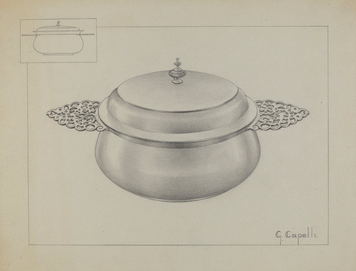 Silver Porringer by Giacinto Capelli (American, active c. 1935), 16X12"(A3)Poster Print