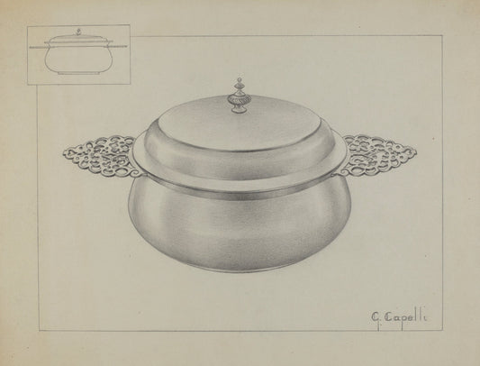 Silver Porringer by Giacinto Capelli (American, active c. 1935), 16X12"(A3)Poster Print