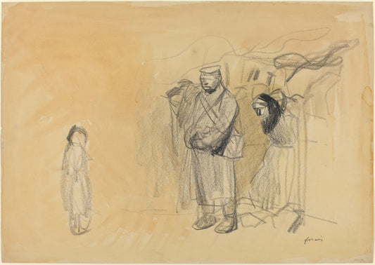 German Soldiers and French Child by Jean-Louis Forain (French, 1852 - 1931), 16X12"(A3)Poster Print