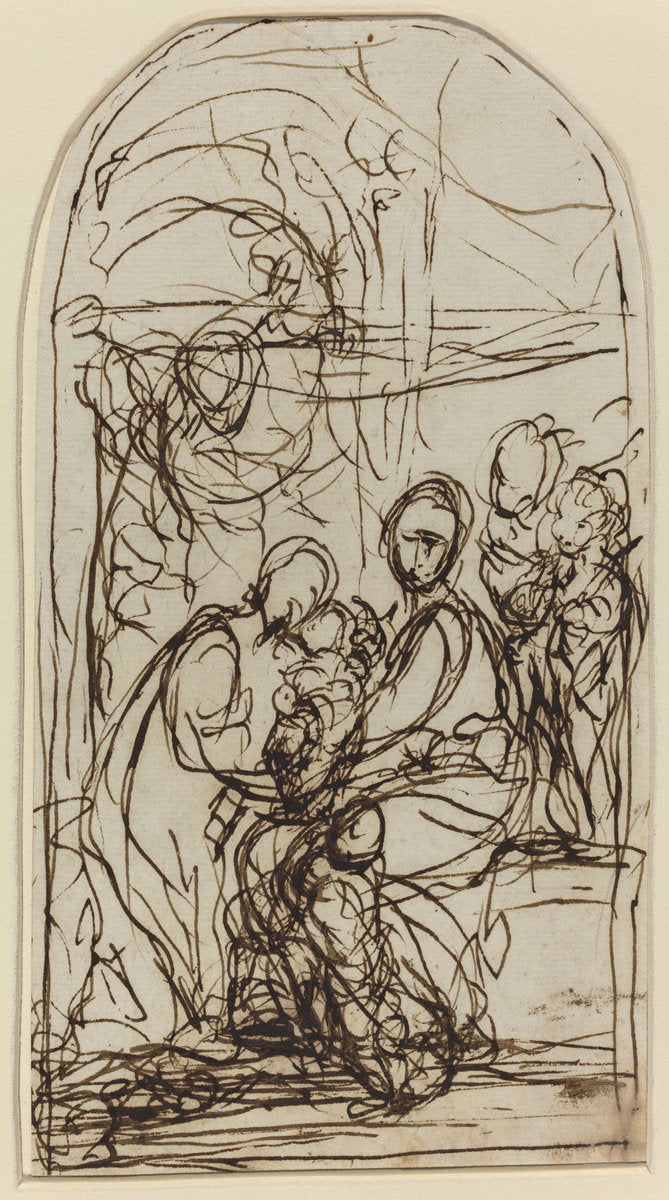 c. 1600 by Italian 17th Century (The Mystic Marriage of Saint Catherine?), 16X12"(A3)Poster Print