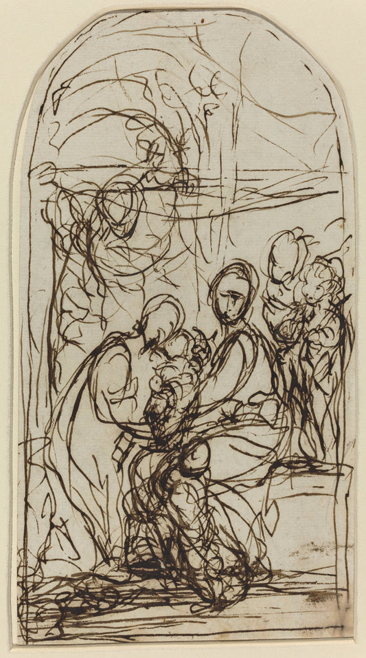 c. 1600 by Italian 17th Century (The Mystic Marriage of Saint Catherine?), 16X12"(A3)Poster Print