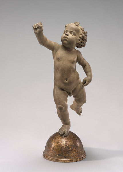 Putto Poised on a Globe by Andrea del Verrocchio (Florentine, 1435 - 1488), 16X12"(A3)Poster Print