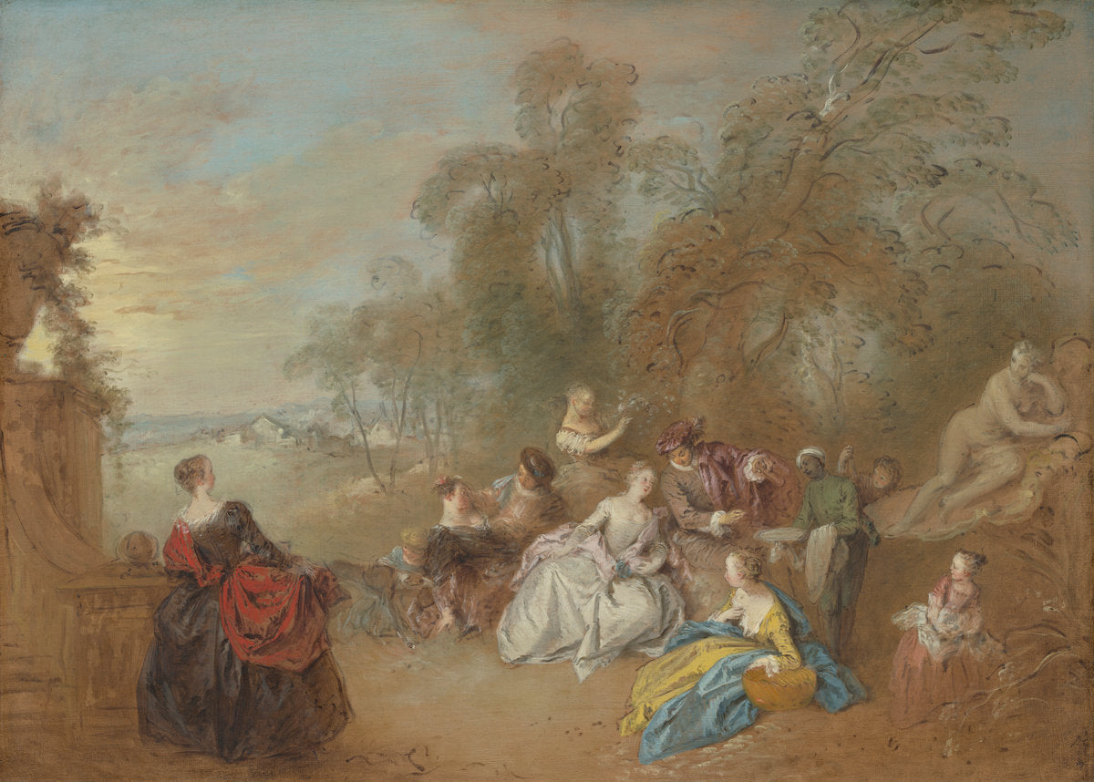 On the Terrace by Jean-Baptiste Joseph Pater (French, 1695 - 1736), 16X12"(A3)Poster Print