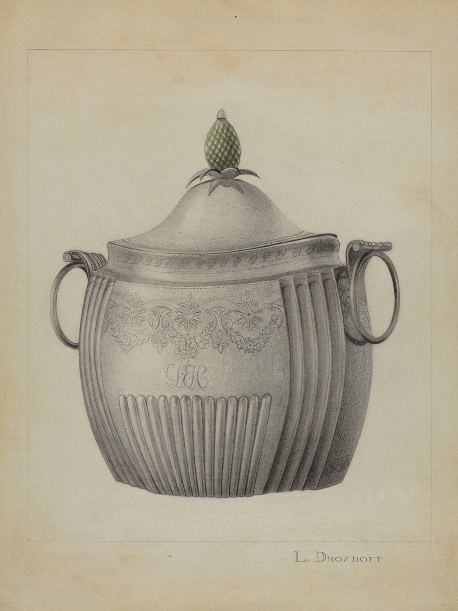 Silver Sugar Bowl by Leo Drozdoff (American, 1913 - 1964), 16X12"(A3)Poster Print