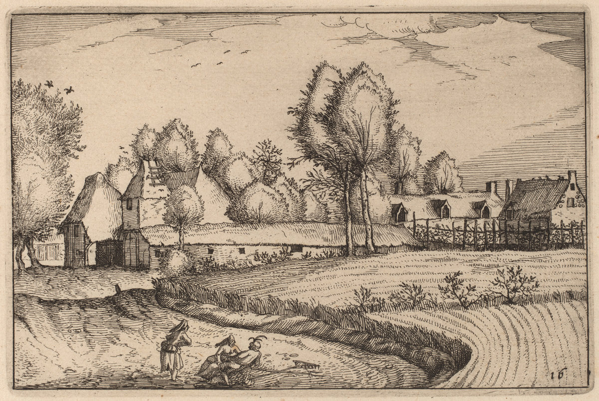 Road along a Field by Claes Jansz Visscher after Johannes van Doetechum, the Elder after Lucas van Doetechum after Master of the Small Landscapes (Dutch, 1586/1587 - 1652), 16X12"(A3)Poster Print