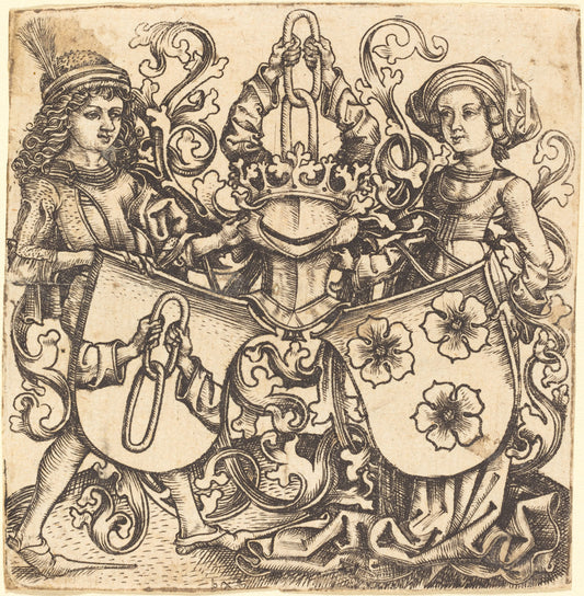 Arms of Rohrbach and Holzhausen by Master bg (German, active c. 1470/1490), 16X12"(A3)Poster Print