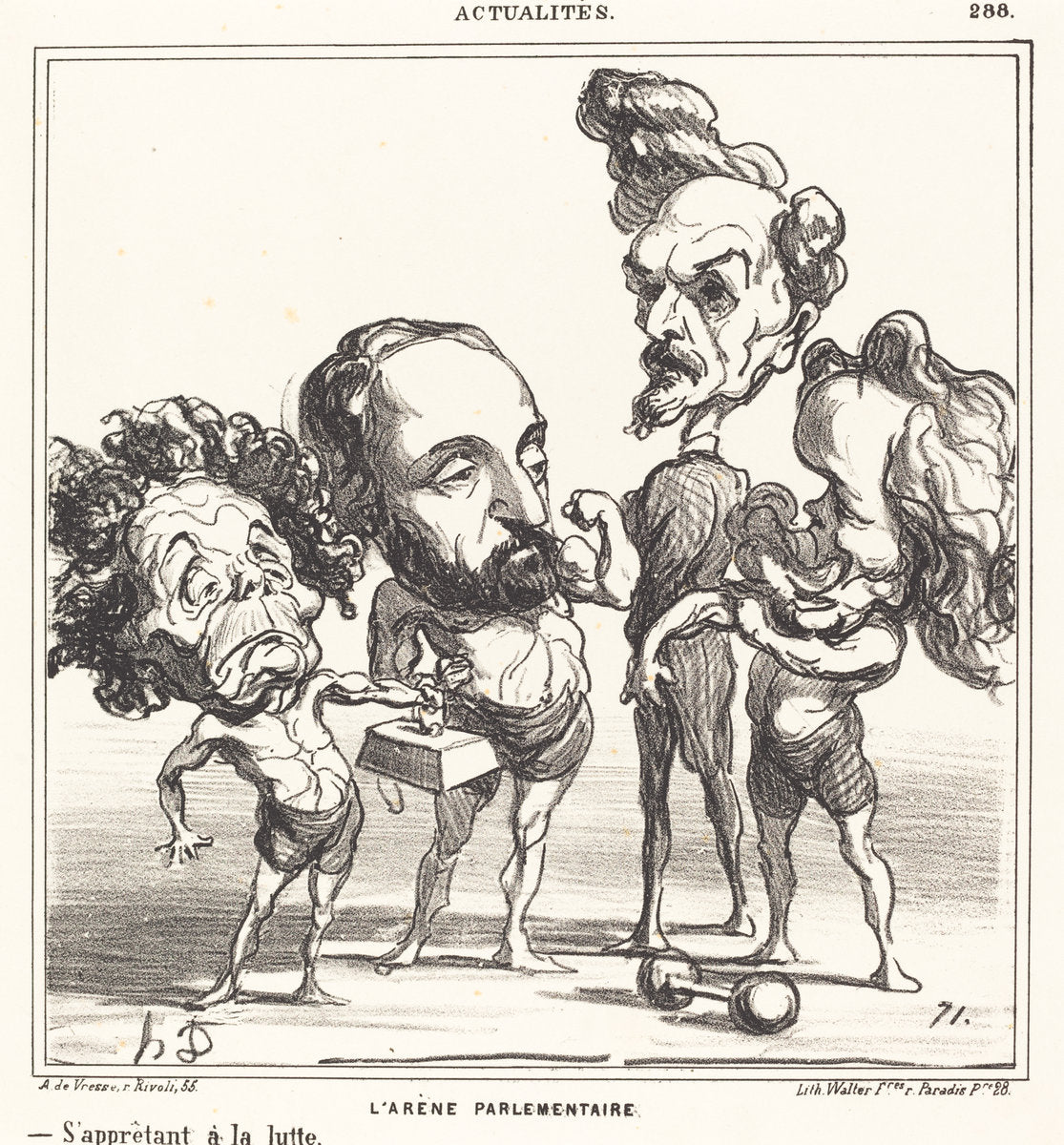 L'Arène parlementaire by Honoré Daumier (French, 1808 - 1879), 16X12"(A3)Poster Print