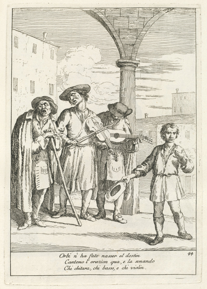 Fà ballar i Cani (Street Entertainer) by Gaetano Zompini (Italian, 1700 - 1778), 16X12"(A3)Poster Print