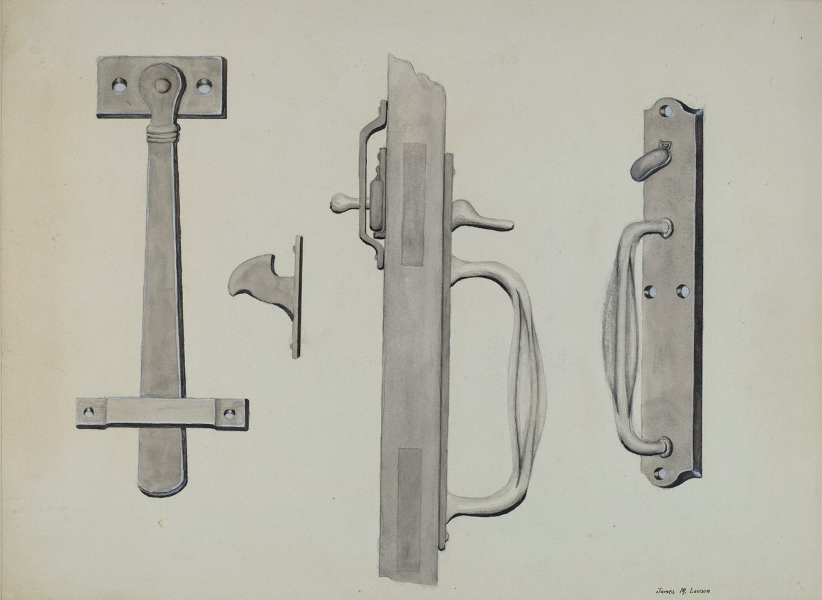 Attic Door Latch by James M. Lawson (American, active c. 1935), 16X12"(A3)Poster Print