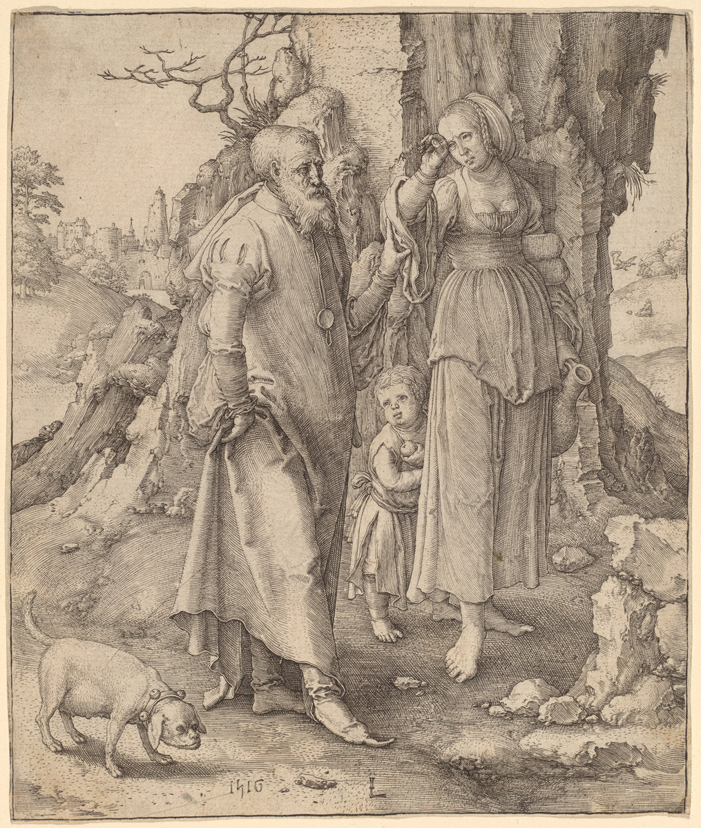 Abraham Repudiating Hagar by Lucas van Leyden (Netherlandish, 1489/1494 - 1533), 16X12"(A3)Poster Print