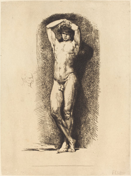 Male Academy by François-Nicolas Chifflart (French, 1825 - 1901), 16X12"(A3)Poster Print