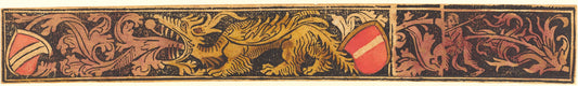 c. 1475/1500 by German 15th Century (Grotesque Strip with Dragon, Shields and Wild Men), 16X12"(A3)Poster Print