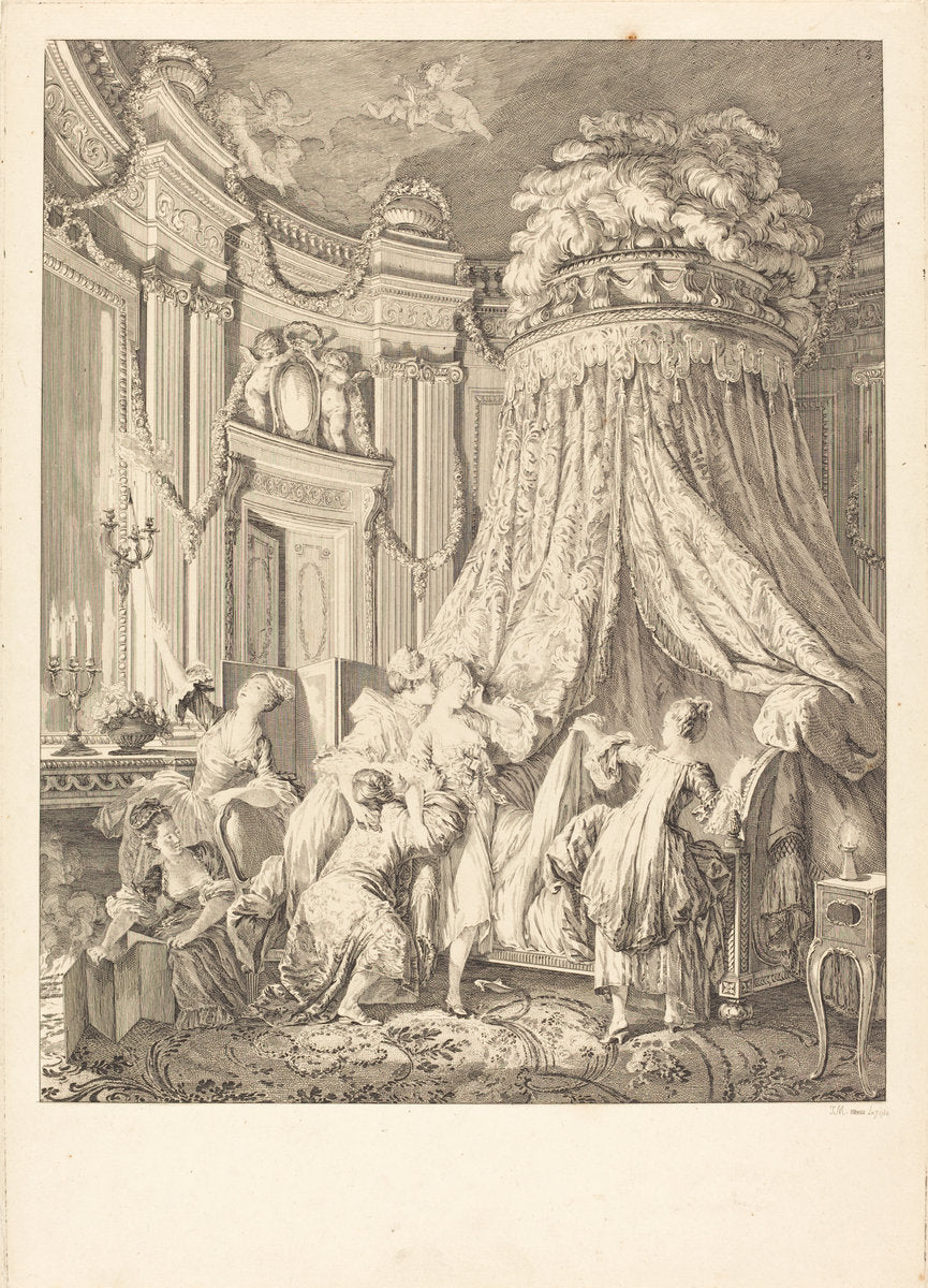 Le couché de la mariée by Jean-Michel Moreau after Pierre-Antoine Baudouin (French, 1741 - 1814), 16X12"(A3)Poster Print