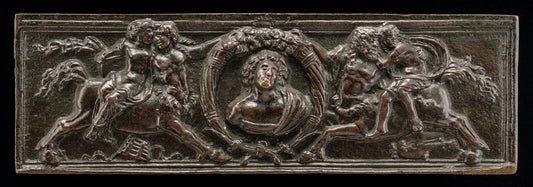 c. 1500 by Paduan 15th Century (Front of a writing casket: Centaurs and Nymphs with Cornucopiae and Bust), 16X12"(A3)Poster Print