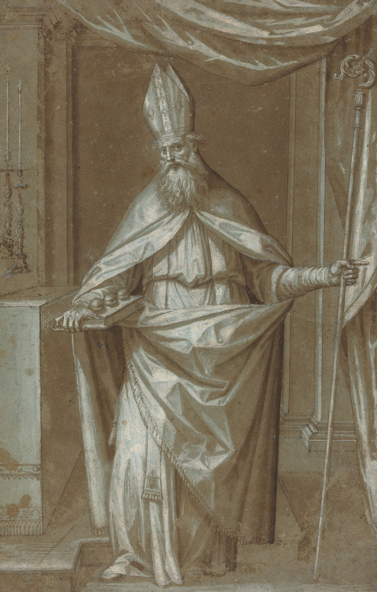Saint Nicolas of Bari by Attributed to Cesare Aretusi (Italian, active 1586 - 1612), 16X12"(A3)Poster Print