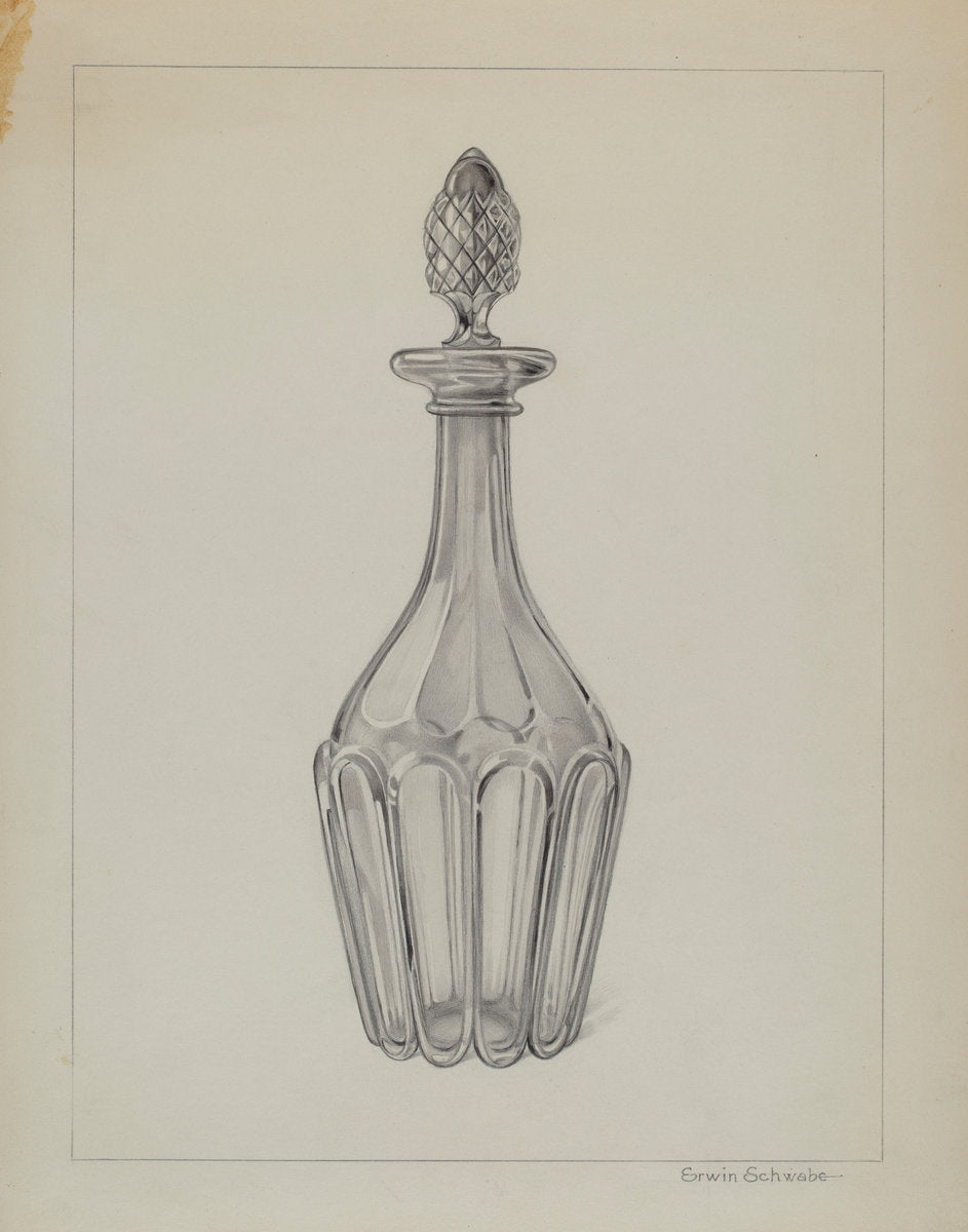 Glass Wine Decanter by Erwin Schwabe (American, active c. 1935), 16X12"(A3)Poster Print