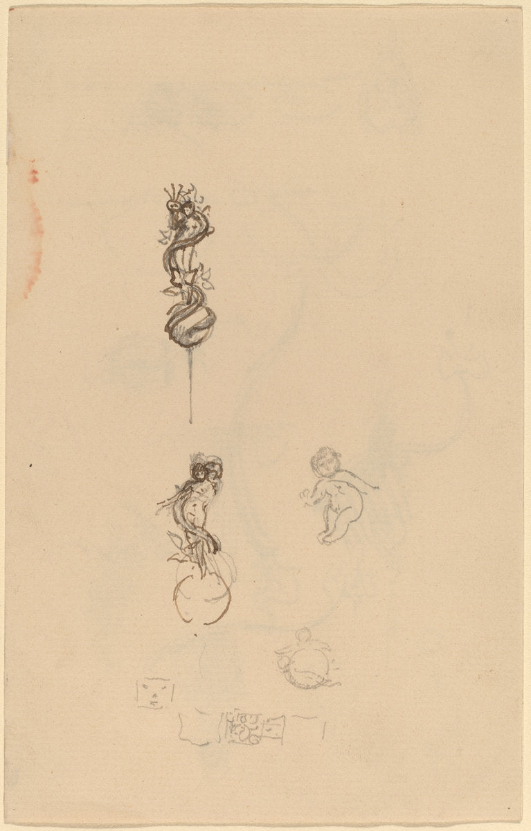 Studies for Jewelry Designs [recto] by Beatrice Godwin Whistler (British, 1857 - 1896), 16X12"(A3)Poster Print