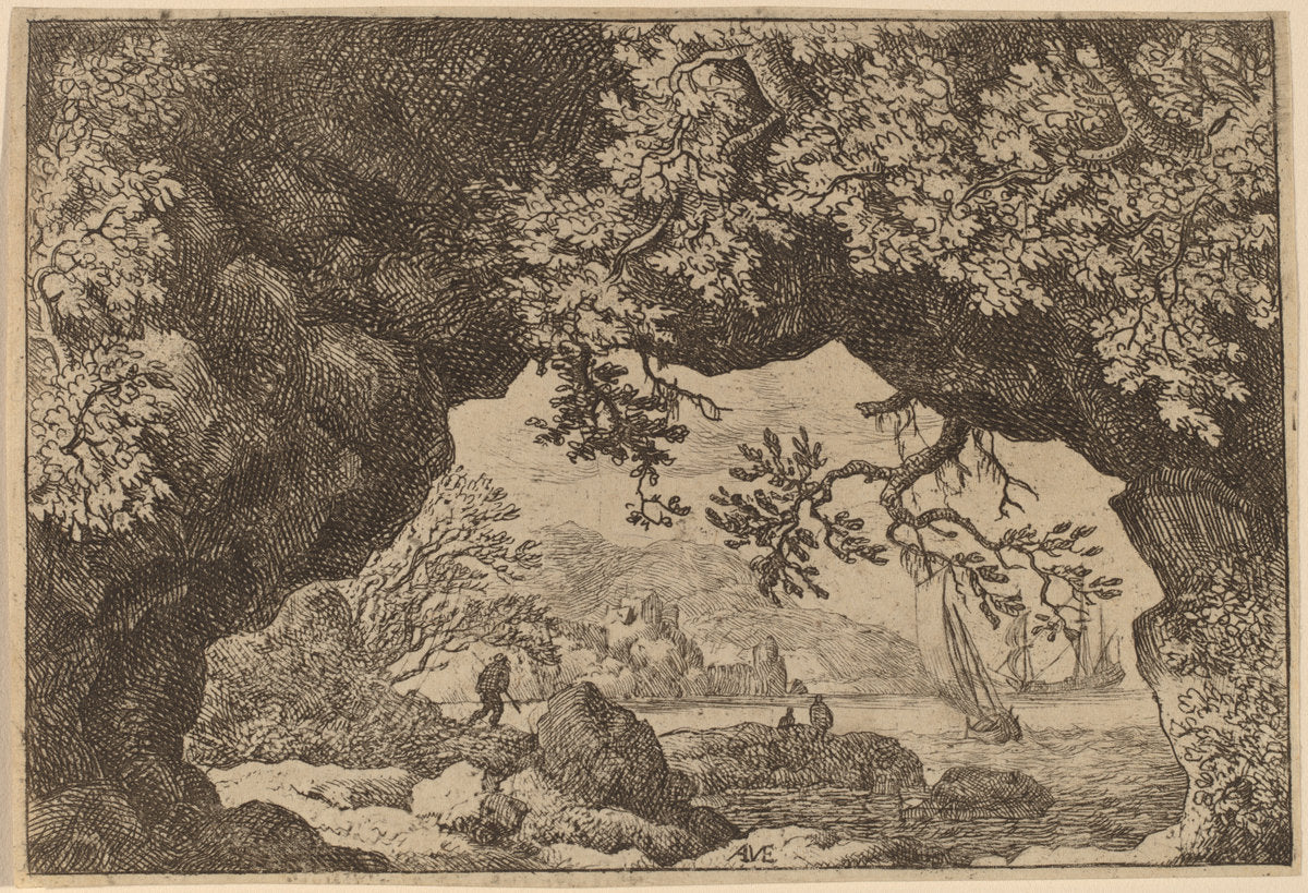 View through a Pierced Rock by Allart van Everdingen (Dutch, 1621 - 1675), 16X12"(A3)Poster Print