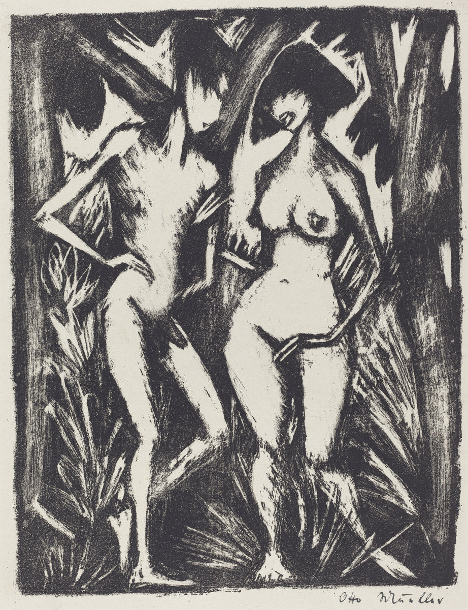 Adam and Eve (Adam und Eva) by Otto Müller (German, 1874 - 1930), 16X12"(A3)Poster Print