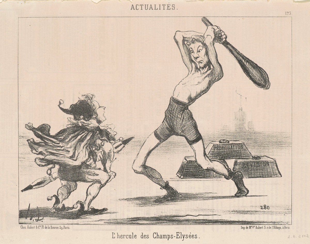 L'Hercule des Champs-Elysées by Honoré Daumier (French, 1808 - 1879), 16X12"(A3)Poster Print