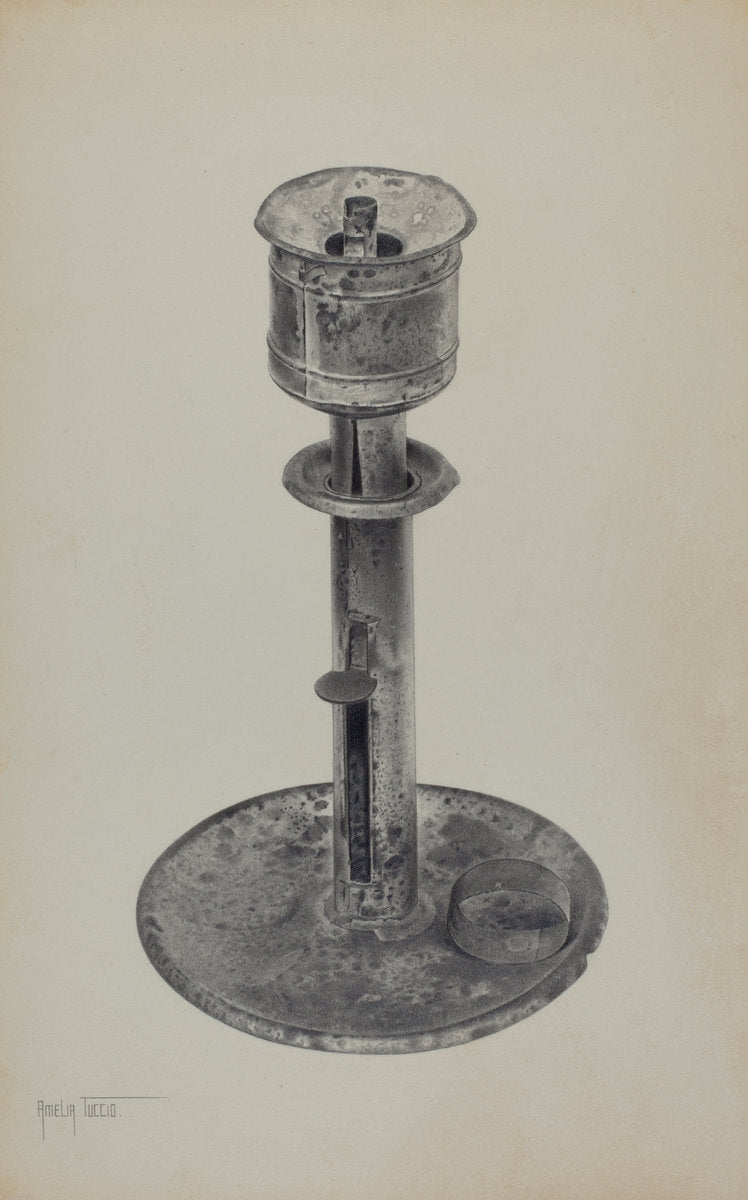 Candlestick/Whale Oil Lamp by Amelia Tuccio (American, active c. 1935), 16X12"(A3)Poster Print