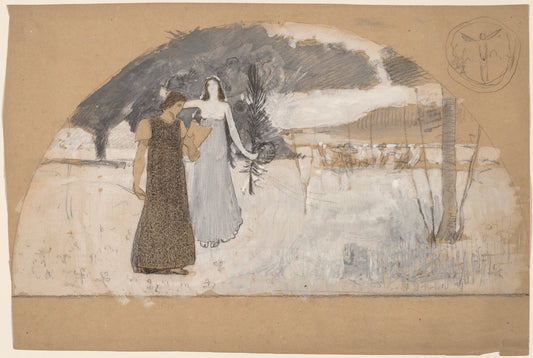 Studies for Lunettes by Charles Sprague Pearce (American, 1851 - 1914), 16X12"(A3)Poster Print
