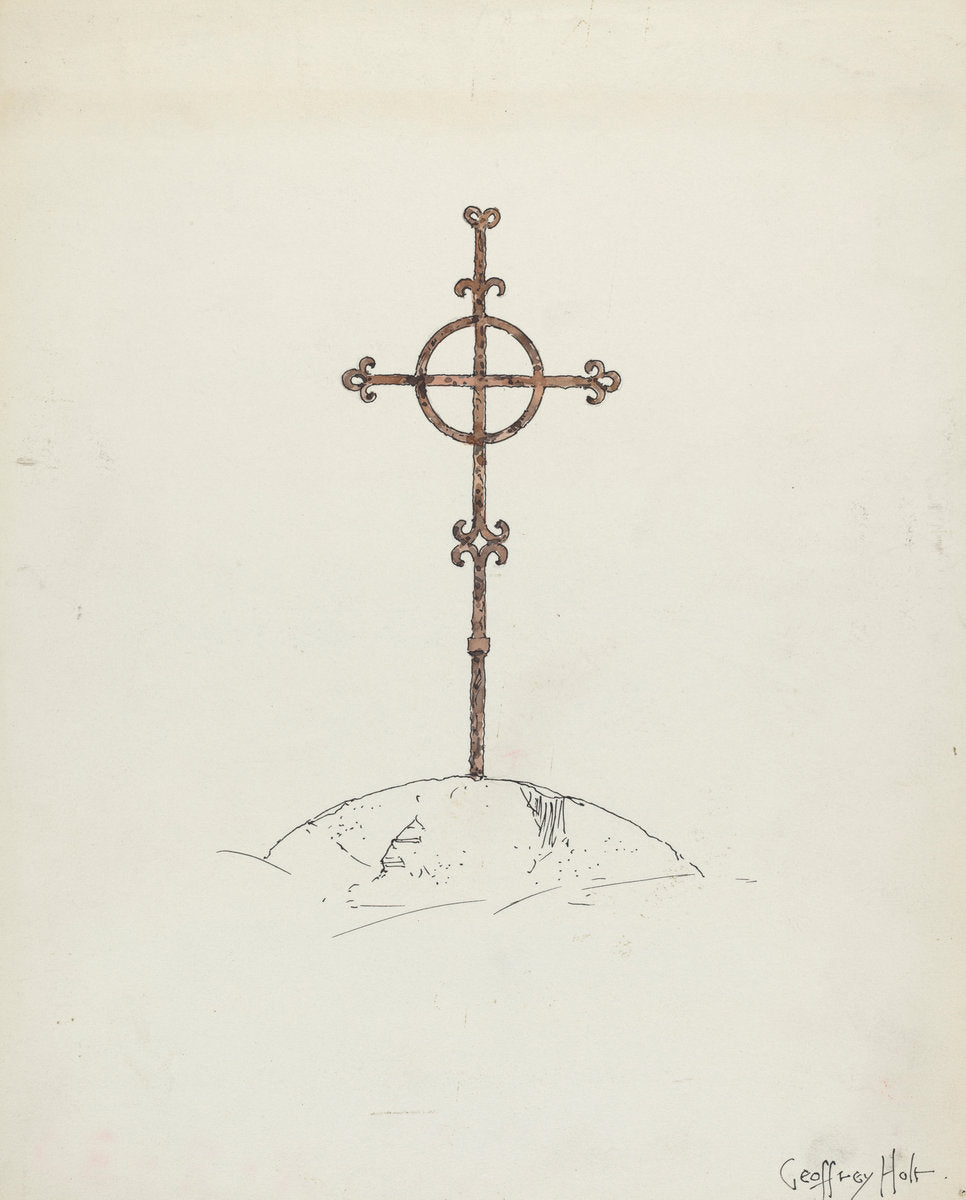 Wrought Iron Cross by Geoffrey Holt (American, active c. 1935), 16X12"(A3)Poster Print