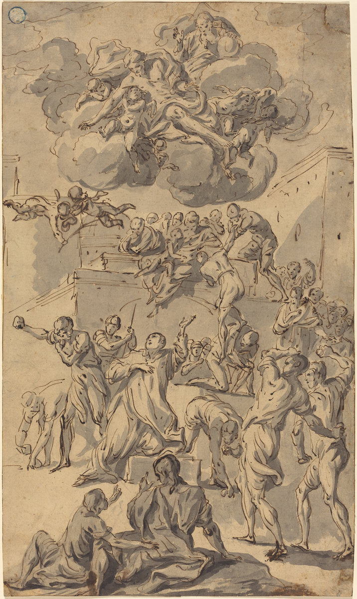 The Stoning of Saint Stephen by Joseph Ignace François Parrocel (French, 1704 - 1781), 16X12"(A3)Poster Print