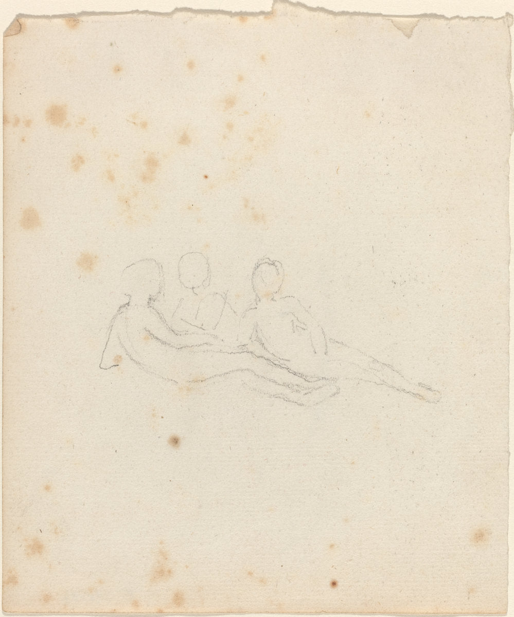 Three Reclining Female Figures by John Flaxman (British, 1755 - 1826), 16X12"(A3)Poster Print