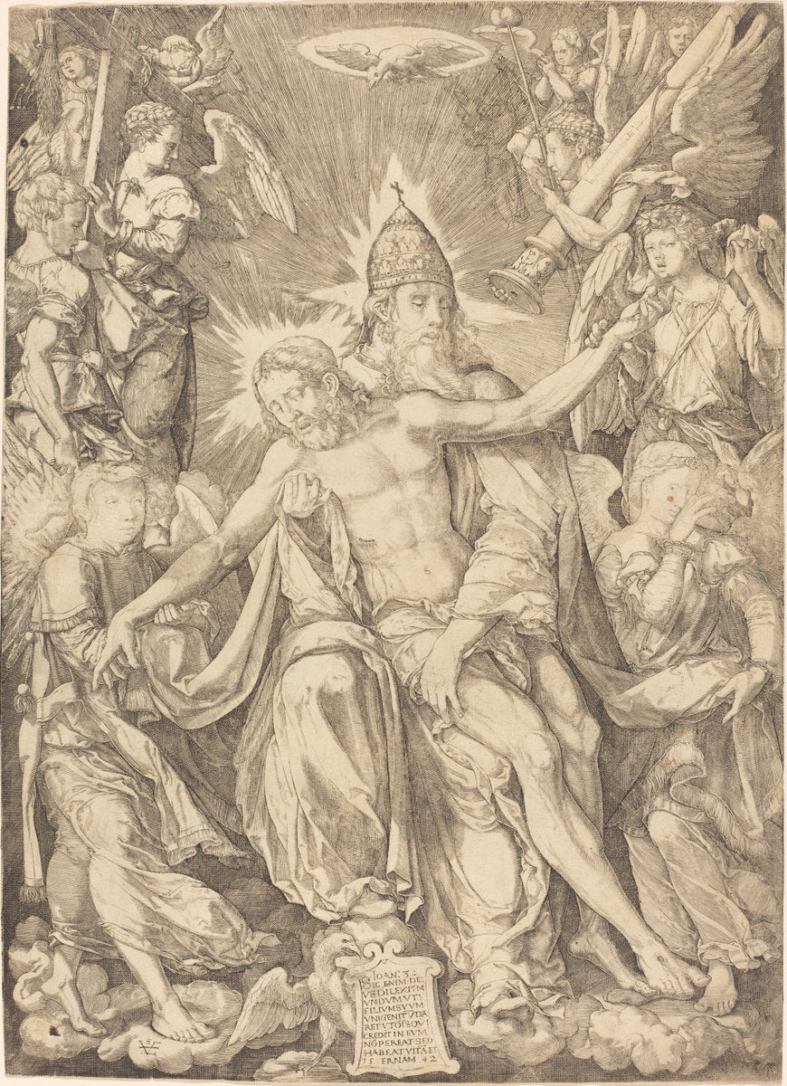 The Holy Trinity by Johann Ladenspelder (German, 1512 - 1561 or after), 16X12"(A3)Poster Print