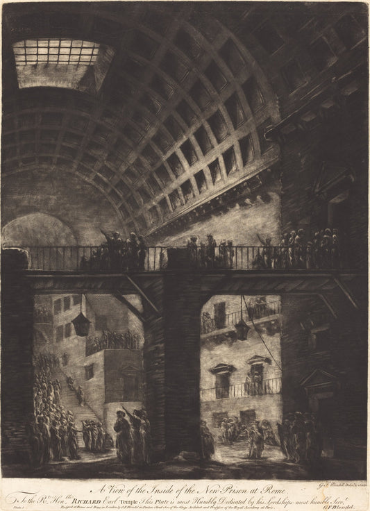 A View of the Inside of the New Prison at Rome by Georges François Blondel (French, 1730 - c. 1791), 16X12"(A3)Poster Print