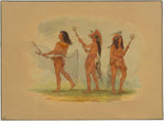 Three Celebrated Ball Players - Choctaw, Sioux and Ojibbeway by George Catlin (American, 1796 - 1872), 16X12"(A3)Poster Print