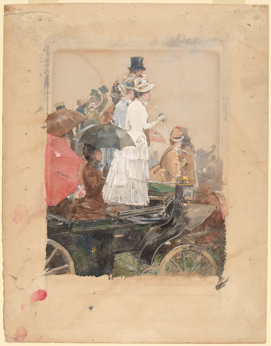 Spectators at the Grand Prix by Childe Hassam (American, 1859 - 1935), 16X12"(A3)Poster Print