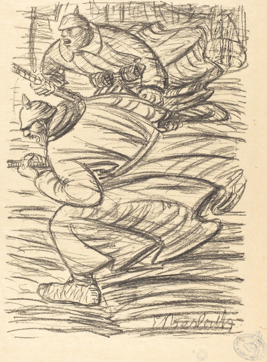 The Assault by Ernst Barlach (German, 1870 - 1938), 16X12"(A3)Poster Print