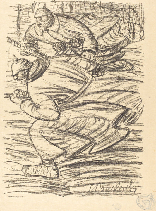 The Assault by Ernst Barlach (German, 1870 - 1938), 16X12"(A3)Poster Print