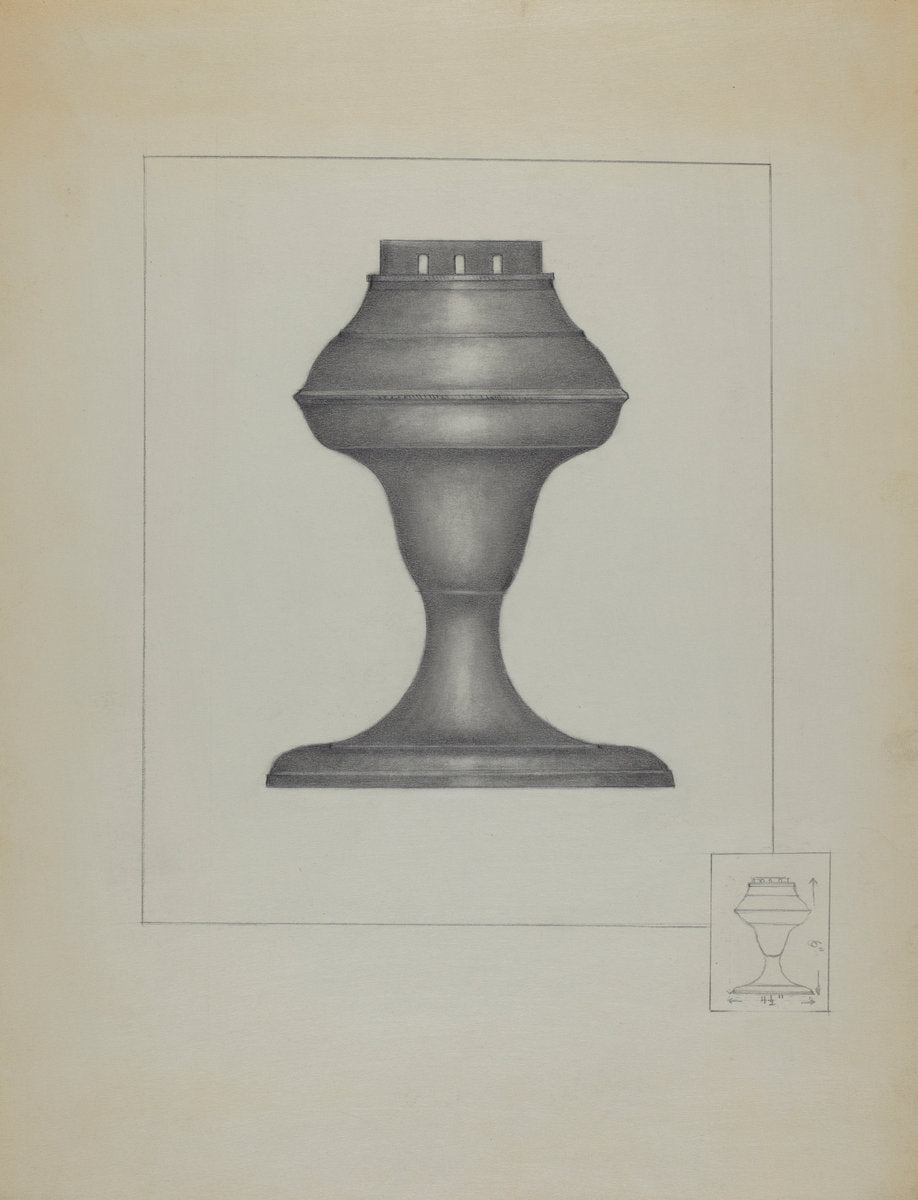 Pewter Lamp by Joseph Stonefield (American, active c. 1935), 16X12"(A3)Poster Print