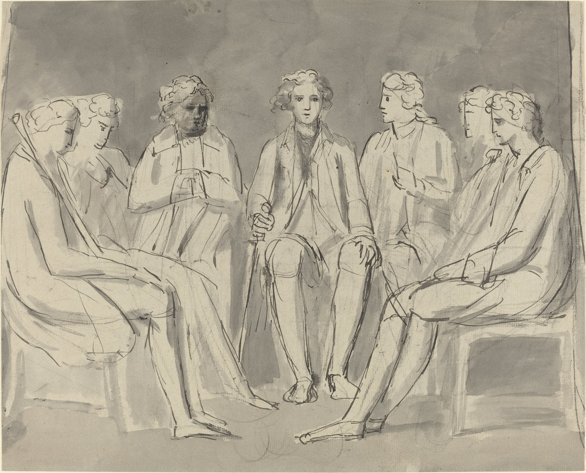 Group of Men Seated in a Circle [recto] by William Blake (British, 1757 - 1827), 16X12"(A3)Poster Print