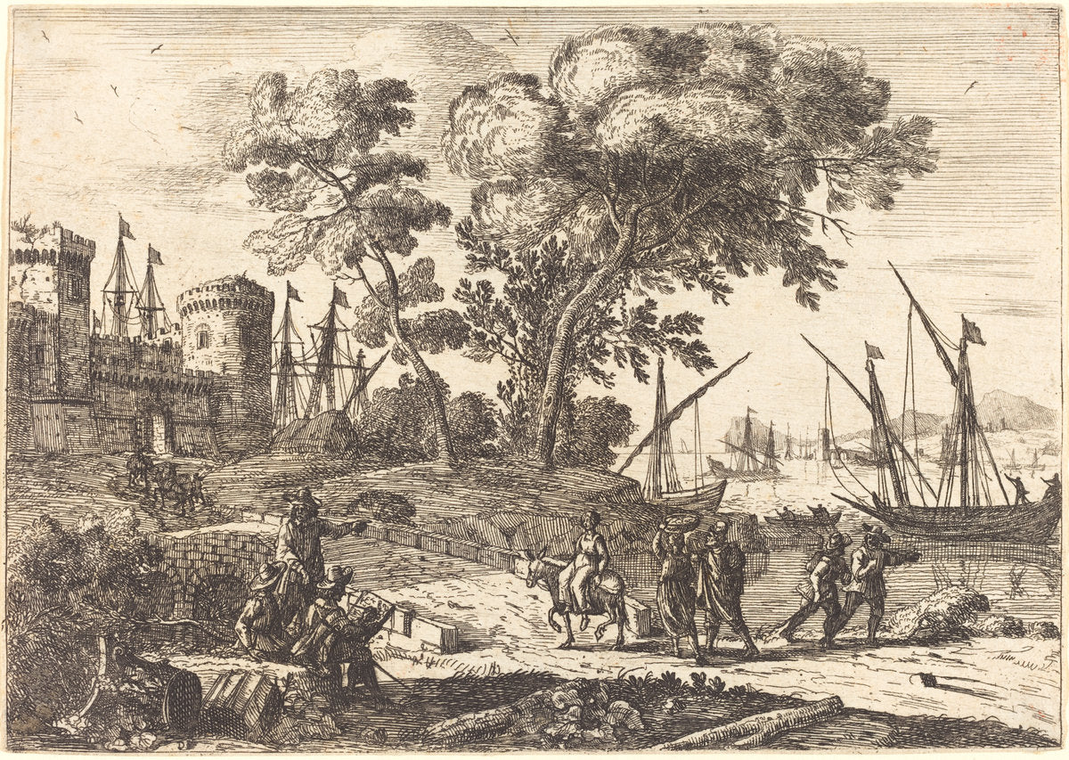Coast Scene with an Artist (Le dessinateur) by Claude Lorrain (French, 1604/1605 - 1682), 16X12"(A3)Poster Print