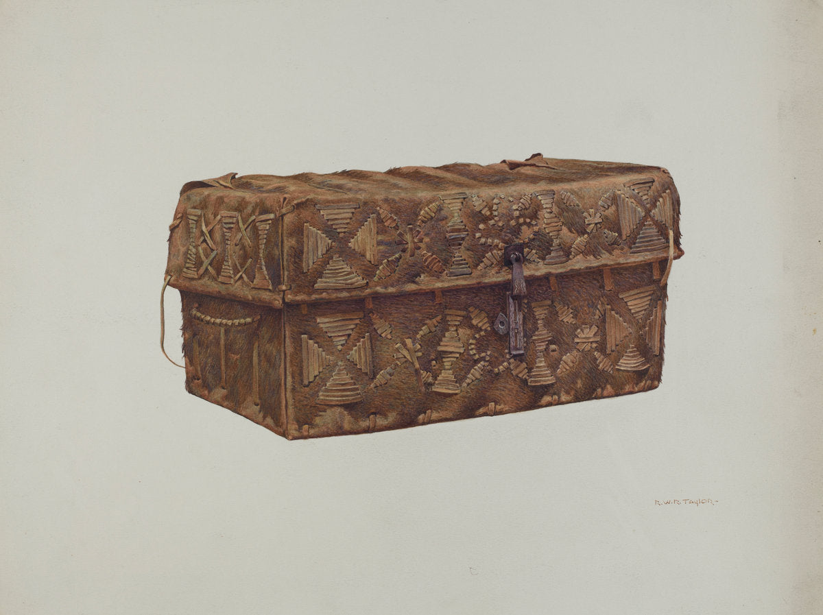 Cowhide Trunk by Robert W.R. Taylor (American, active c. 1935), 16X12"(A3)Poster Print