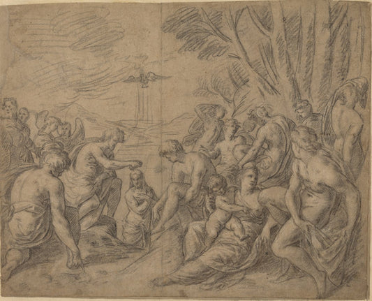 late 16th century by Netherlandish 16th Century (The Baptism of Christ), 16X12"(A3)Poster Print