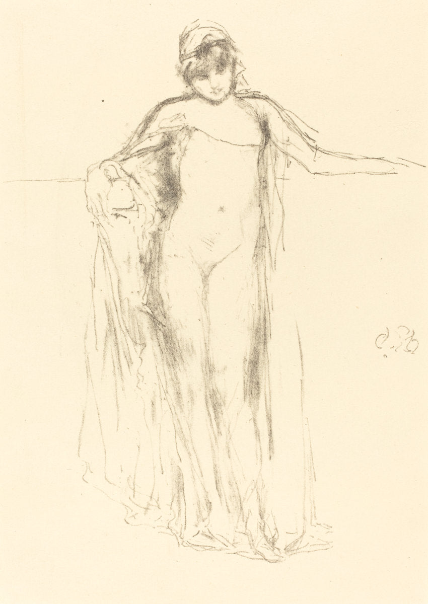 Draped Model, Standing by James McNeill Whistler (American, 1834 - 1903), 16X12"(A3)Poster Print