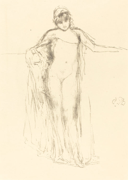 Draped Model, Standing by James McNeill Whistler (American, 1834 - 1903), 16X12"(A3)Poster Print