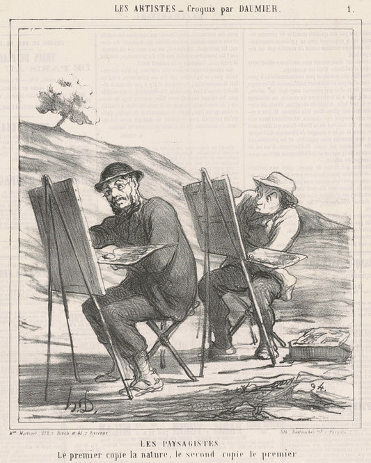Les paysagistes. Le premier copie la nature by Honoré Daumier (French, 1808 - 1879), 16X12"(A3)Poster Print