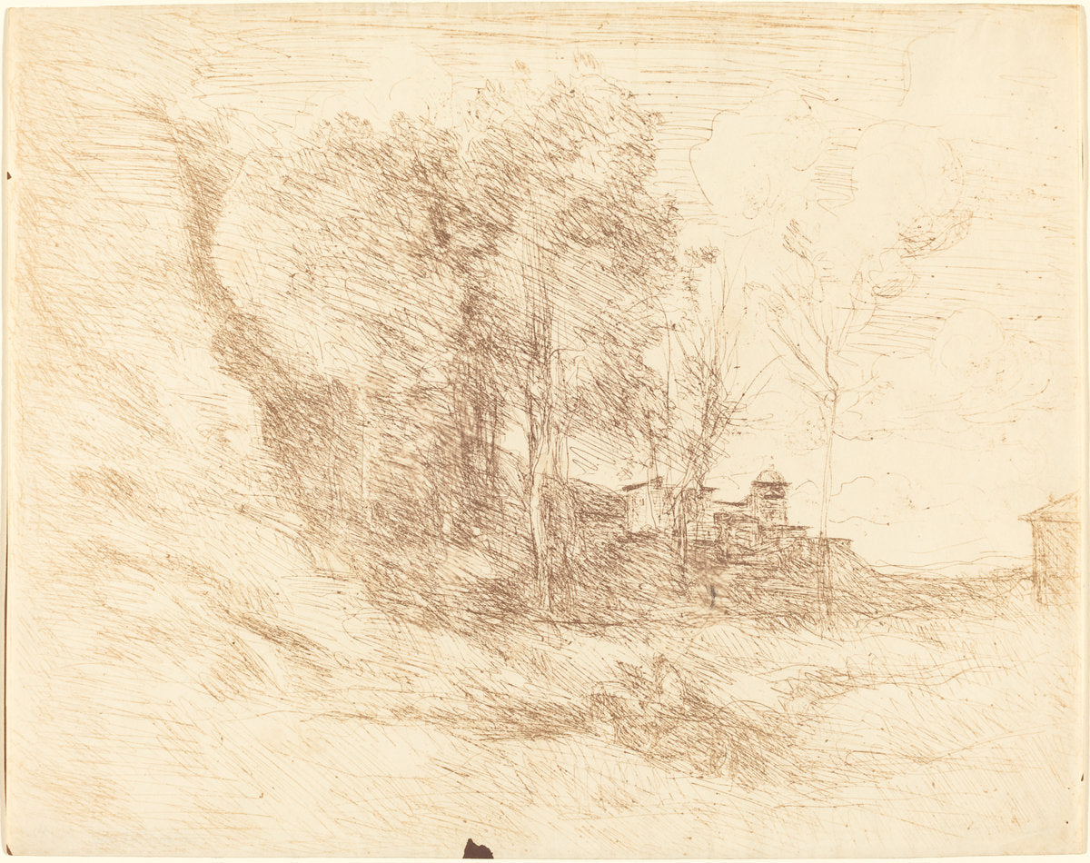 Souvenir of Ostia (Souvenir d'Ostie) by Jean-Baptiste-Camille Corot (French, 1796 - 1875), 16X12"(A3)Poster Print